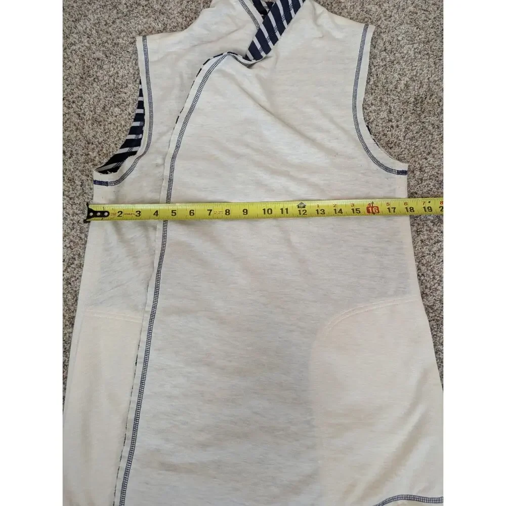 Matilda Jane Women's Full Moon Reversible Vest Navy Blue Cream Stripe Size Large